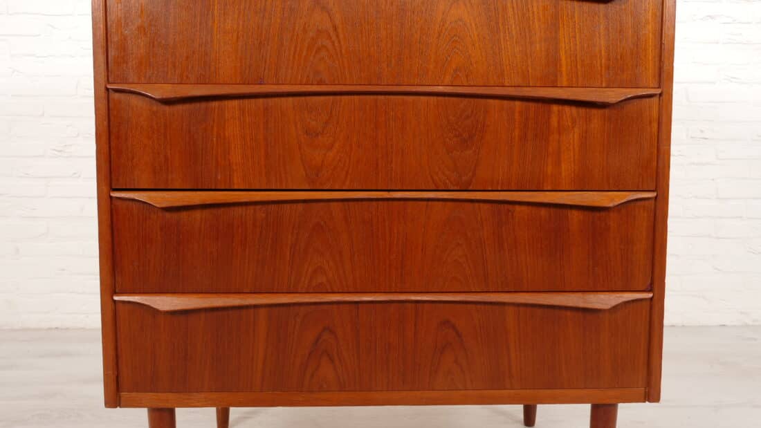 Vintage Deense Ladekast Teak 6 Lades 106 Cm