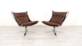 2 X Vintage Fauteuil Falcon Sigurd Ressell Leer