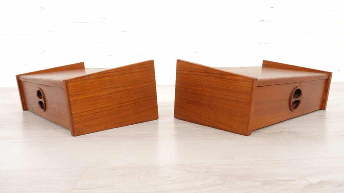 Set Deense Zwevende Nachtkastjes Teak Vintage