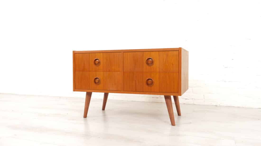 Vintage Ladekast 4 Lades Teak