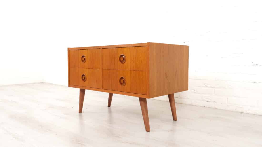 Vintage Ladekast 4 Lades Teak