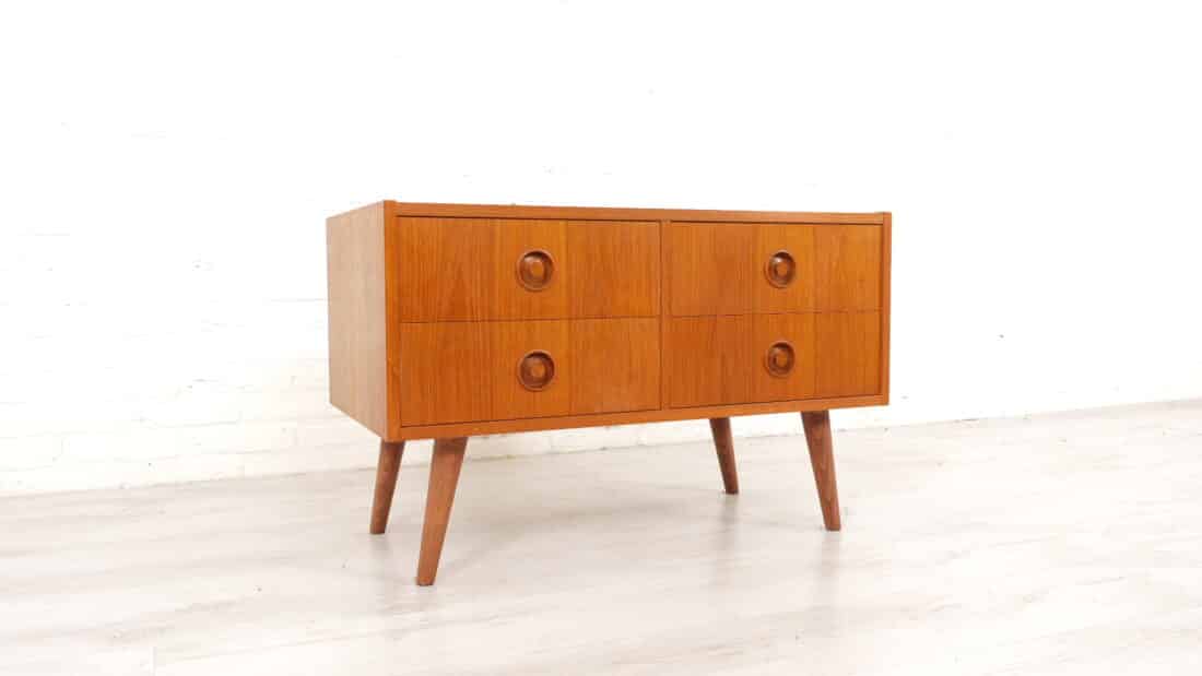 Vintage Ladekast 4 Lades Teak