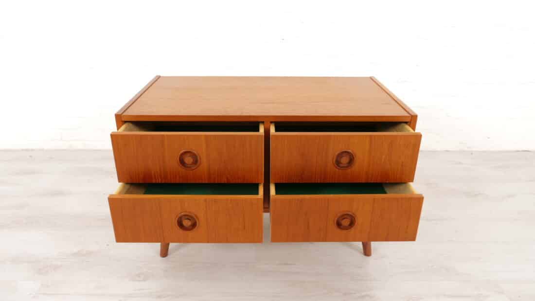 Vintage Ladekast 4 Lades Teak