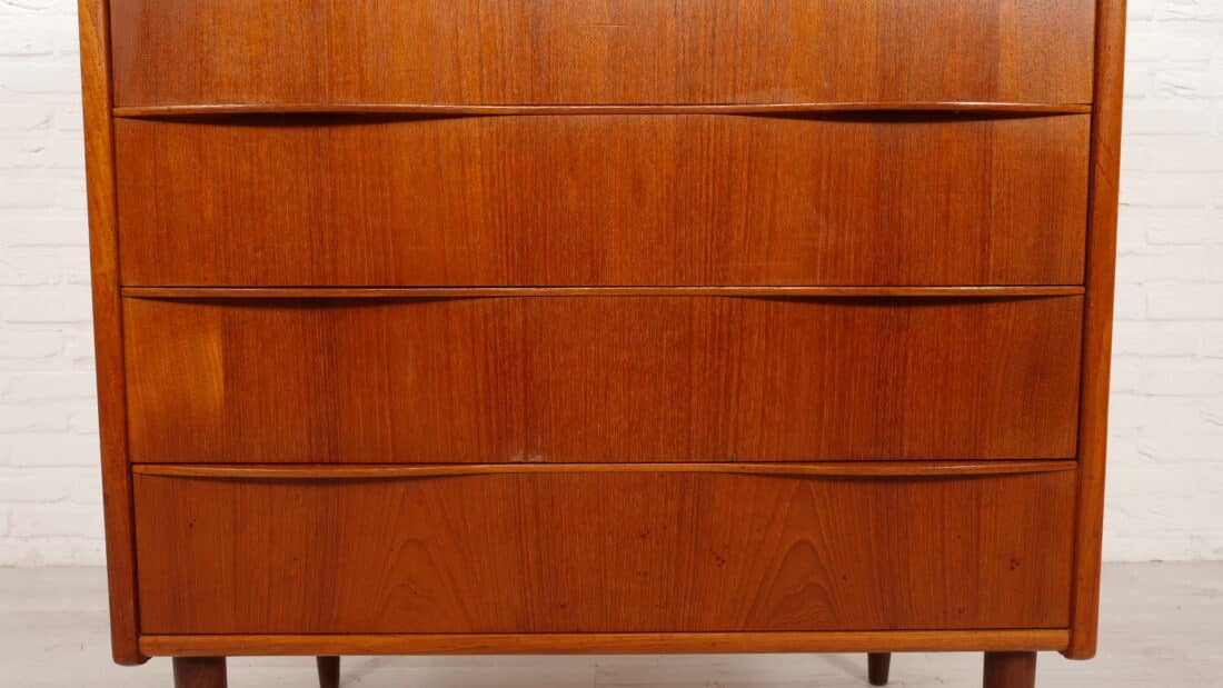 Vintage Deense Ladekast Teak 6 Lades 110 Cm