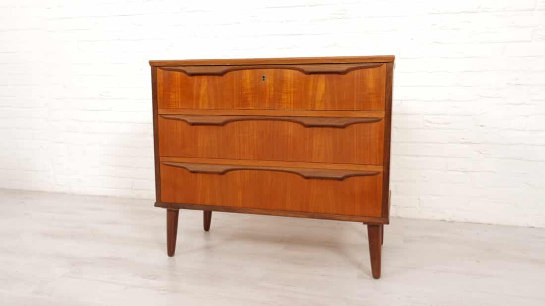 Vintage Deense Ladekast Teak 3 Lades