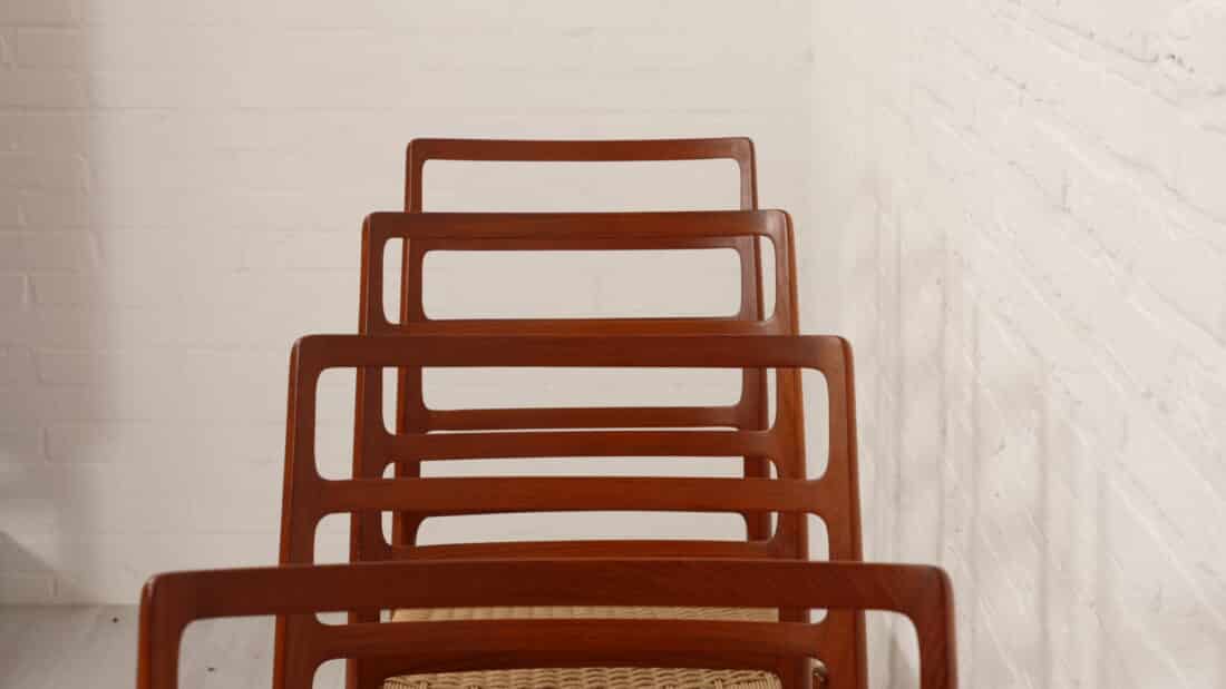 6 X Vintage Eetkamerstoelen Niels Otto Mller Model 82 Papercord Teak