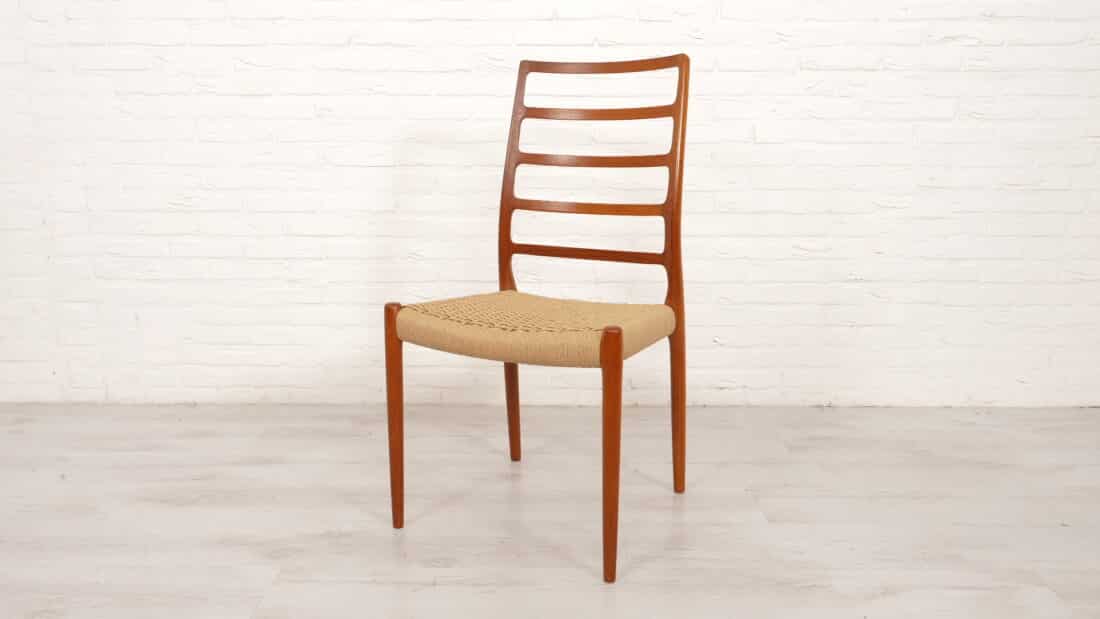6 X Vintage Eetkamerstoelen Niels Otto Mller Model 82 Papercord Teak