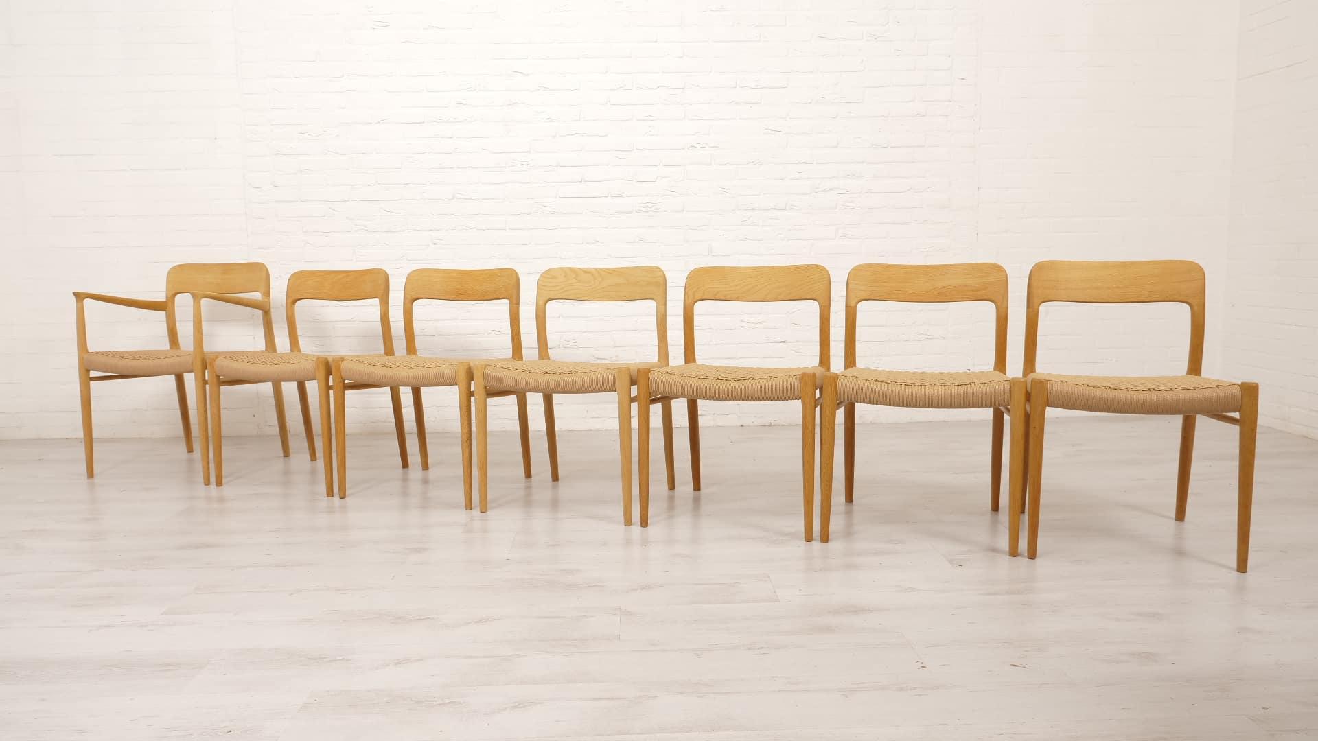 7 x dining chairs | Niels Otto Møller | Model 75 & 56 | Oak online at ...