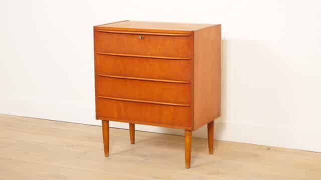Vintage Deense Ladekast Teak 4 Lades
