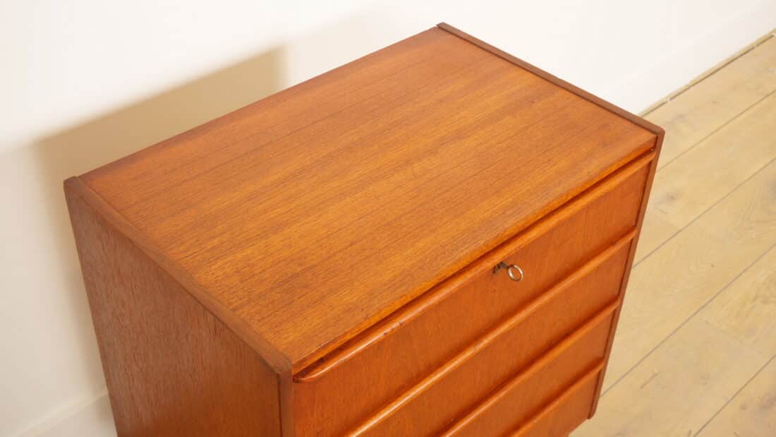 Vintage Deense Ladekast Teak 4 Lades