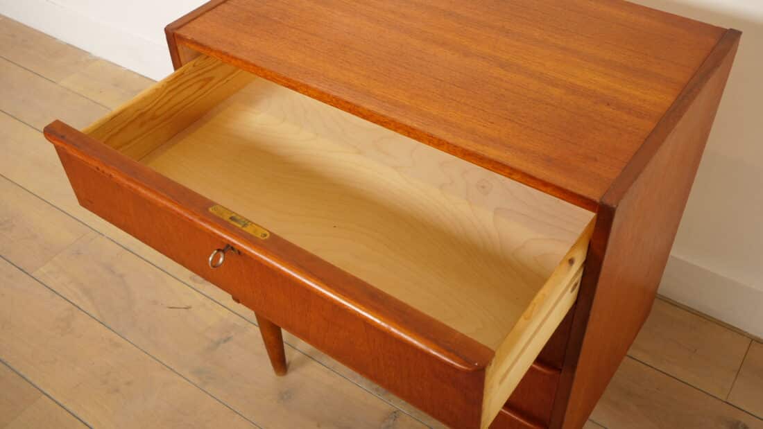 Vintage Deense Ladekast Teak 4 Lades