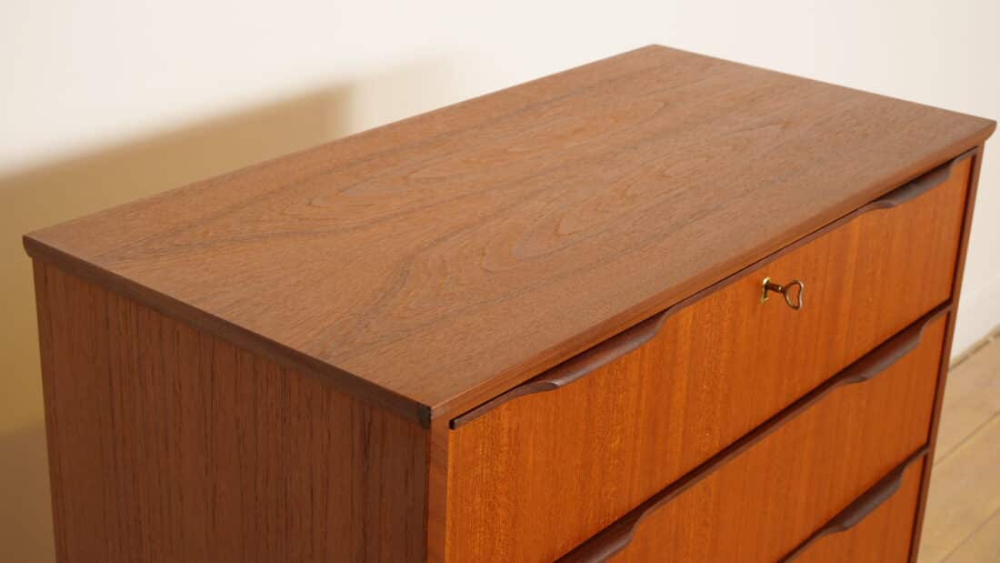 Vintage Ladekast Teak 6 Lades 121 Cm