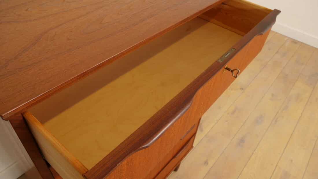Vintage Ladekast Teak 6 Lades 121 Cm