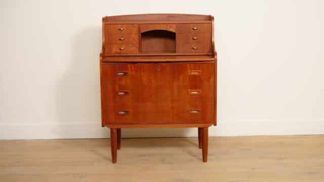 Vintage Secretaire Danish Teak With Mirror