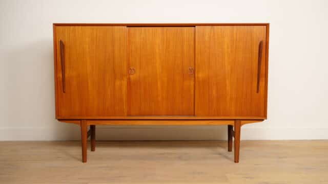 Vintage Highboard Sliding Doors Danish Design 169 Cm