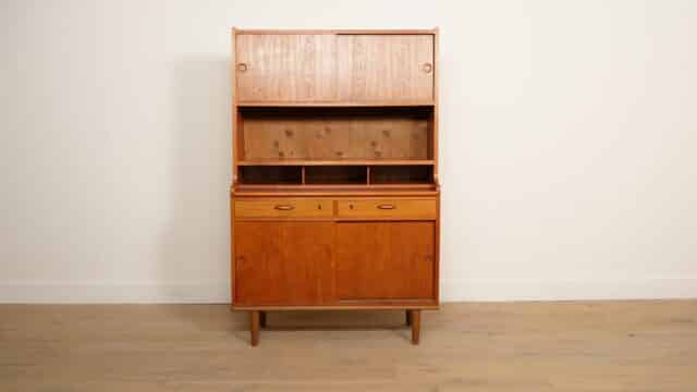Vintage Secretaire Boekenkast Teak
