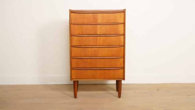 Vintage Deense Ladekast Teak 6 Lades 106 Cm