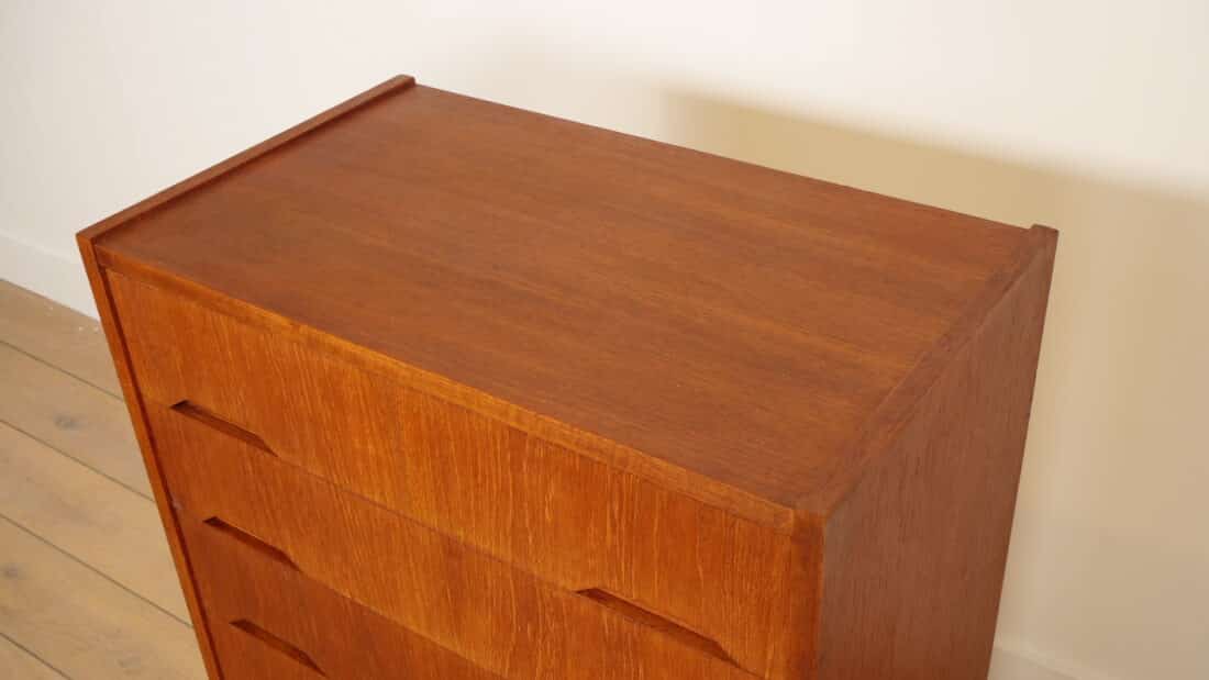 Vintage Deense Ladekast Teak 6 Lades 106 Cm