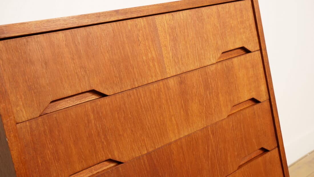 Vintage Deense Ladekast Teak 6 Lades 106 Cm