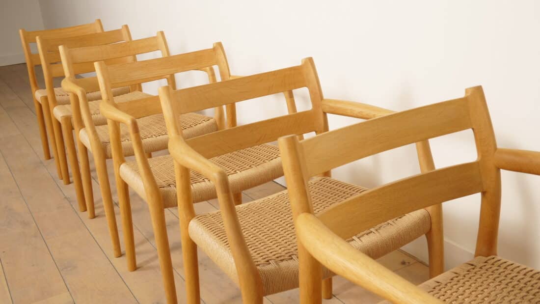 6 X Eetkamerstoelen Niels Otto Mller Model 84 Amp 67 Eiken Gerestaureerd