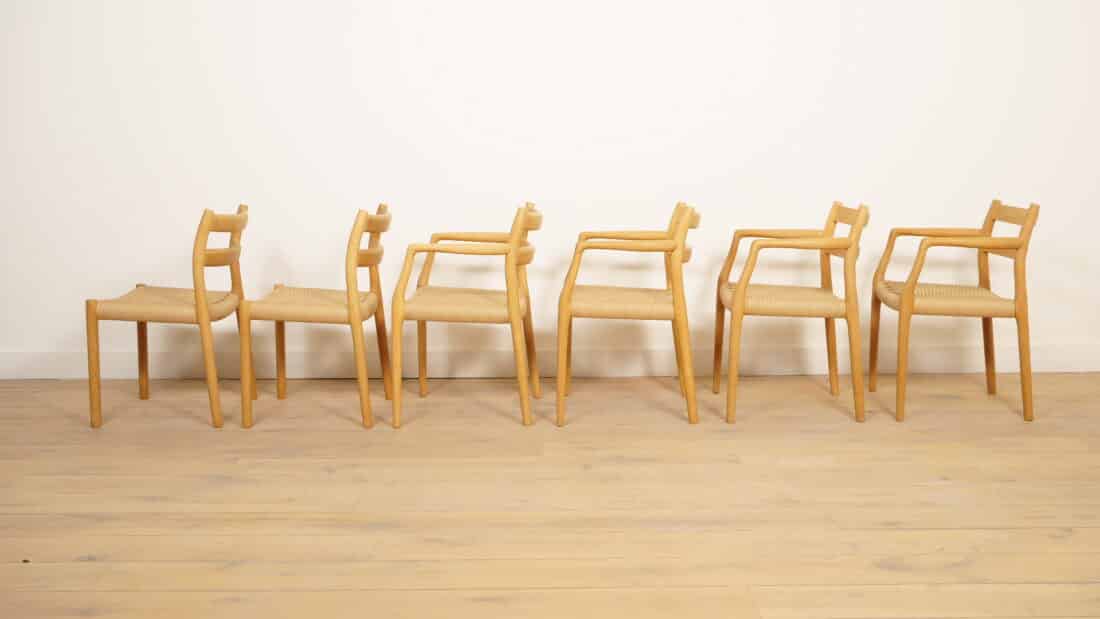 6 X Eetkamerstoelen Niels Otto Mller Model 84 Amp 67 Eiken Gerestaureerd