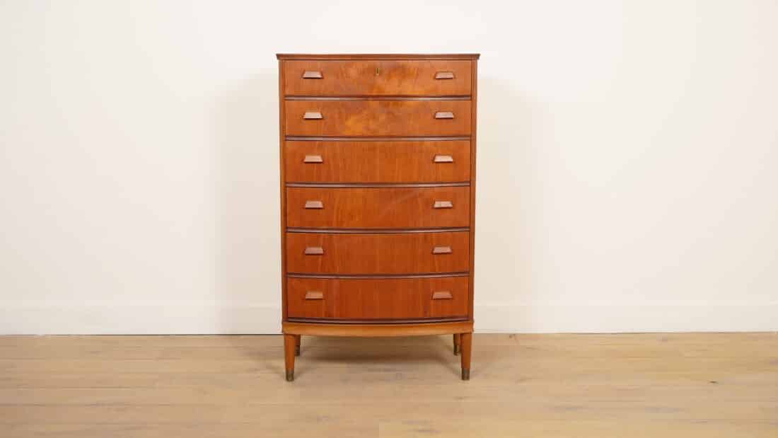 Vintage Ladekast 6 Lades Deens Design Ronde Voorkant