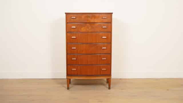 Vintage Chest of Drawers 6 Drawers Danish Design Round Front