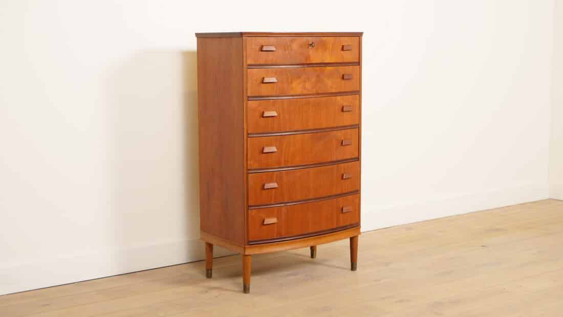 Vintage Ladekast 6 Lades Deens Design Ronde Voorkant