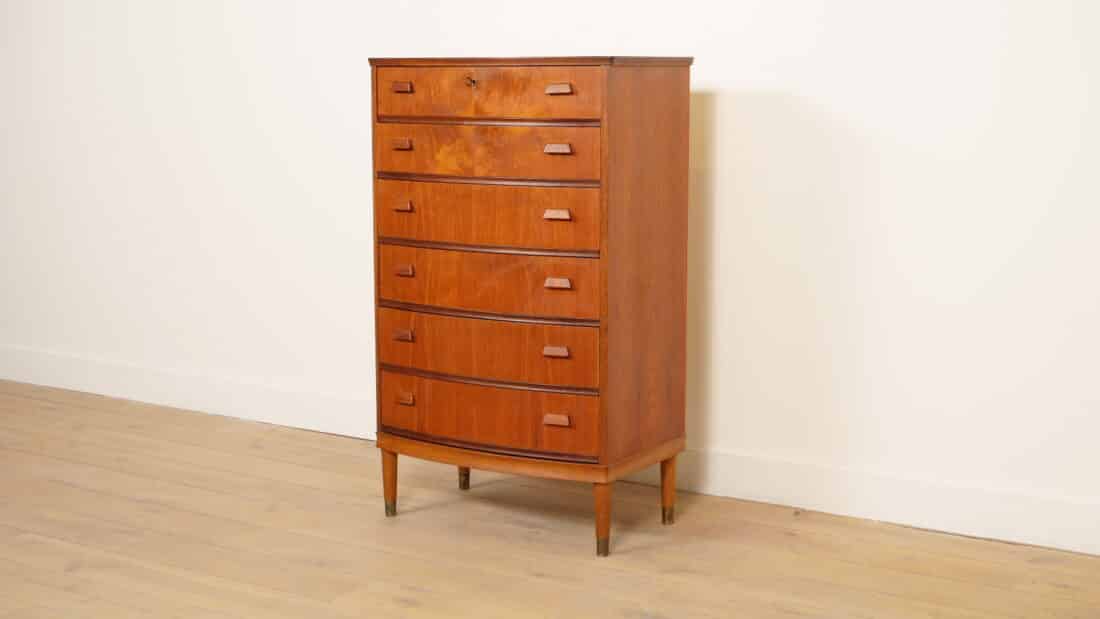 Vintage Ladekast 6 Lades Deens Design Ronde Voorkant