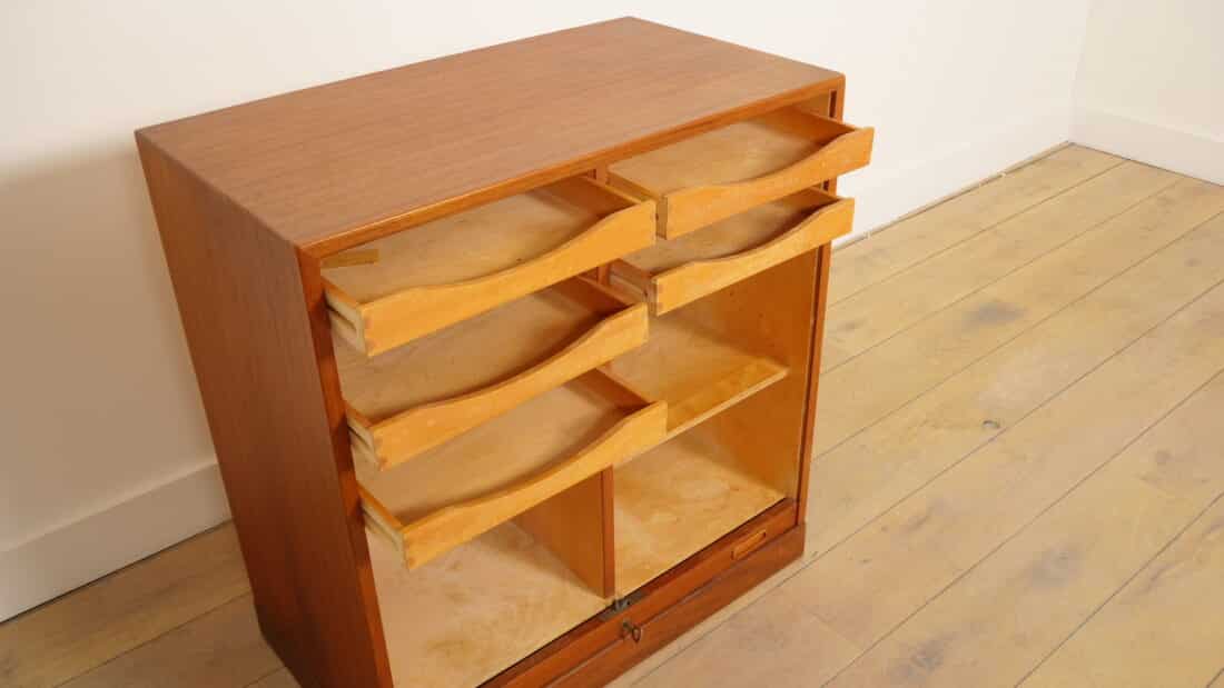 Vintage Archiefkast Kantoorkast Roldeur Lades