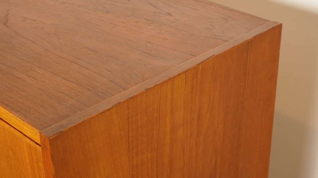 Vintage Deense Ladekast Teak 6 Lades 103 Cm