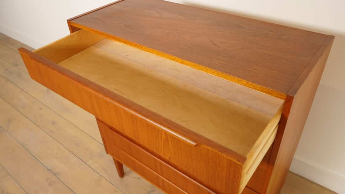 Vintage Deense Ladekast Teak 6 Lades 103 Cm