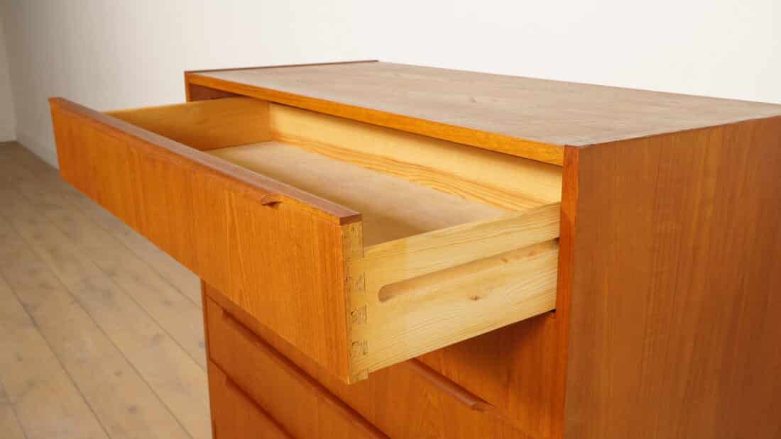 Vintage Deense Ladekast Teak 6 Lades 103 Cm