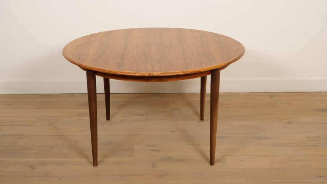 Vintage Ronde Eettafel Palissander Uitschuifbaar