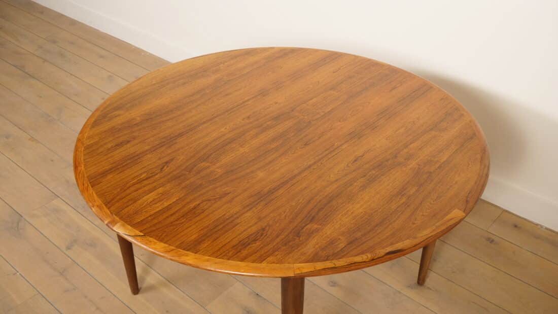Vintage Ronde Eettafel Palissander Uitschuifbaar