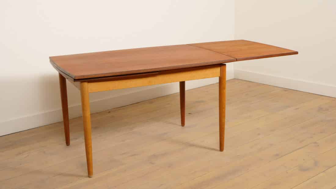 Vintage Eettafel Uitschuifbaar Teak Bootmodel