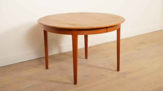 Vintage Ronde Eettafel Teak Uitschuifbaar