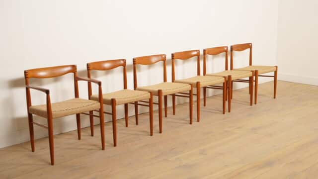 6 X Eetkamerstoel Bramin H W Klein Teak Gerestaureerd