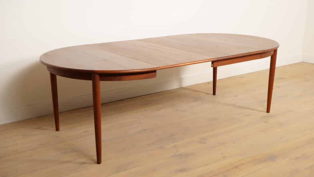 Vintage Ronde Eettafel Uitschuifbaar Teak