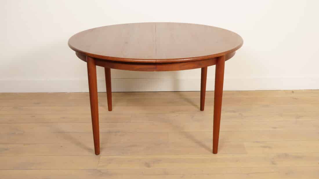 Vintage Ronde Eettafel Uitschuifbaar Teak