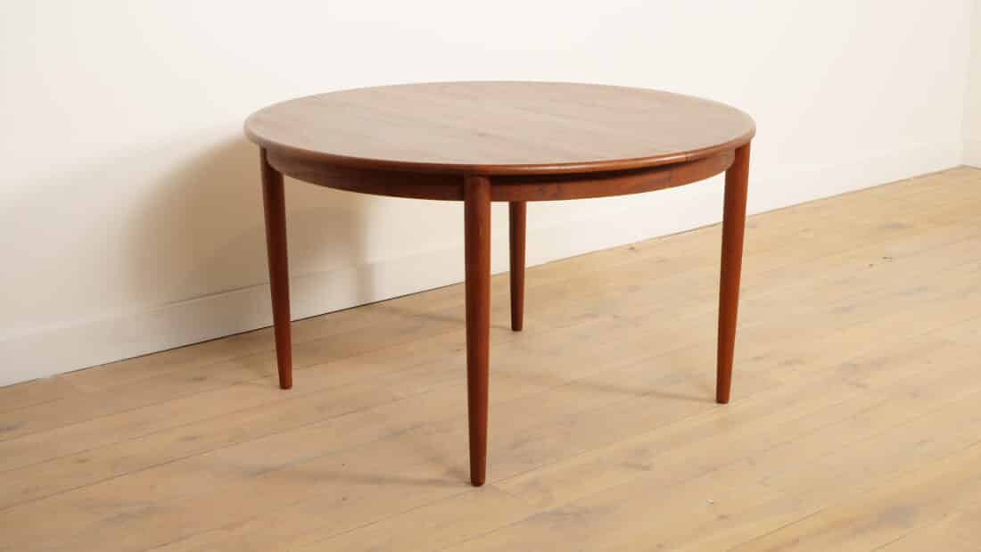 Vintage Ronde Eettafel Uitschuifbaar Teak