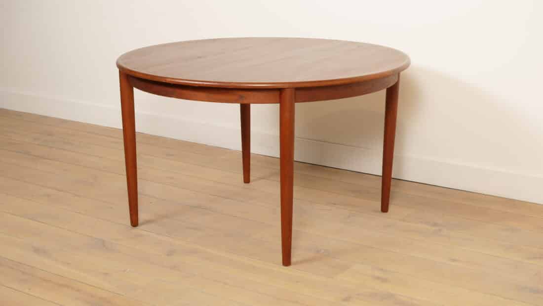 Vintage Ronde Eettafel Uitschuifbaar Teak