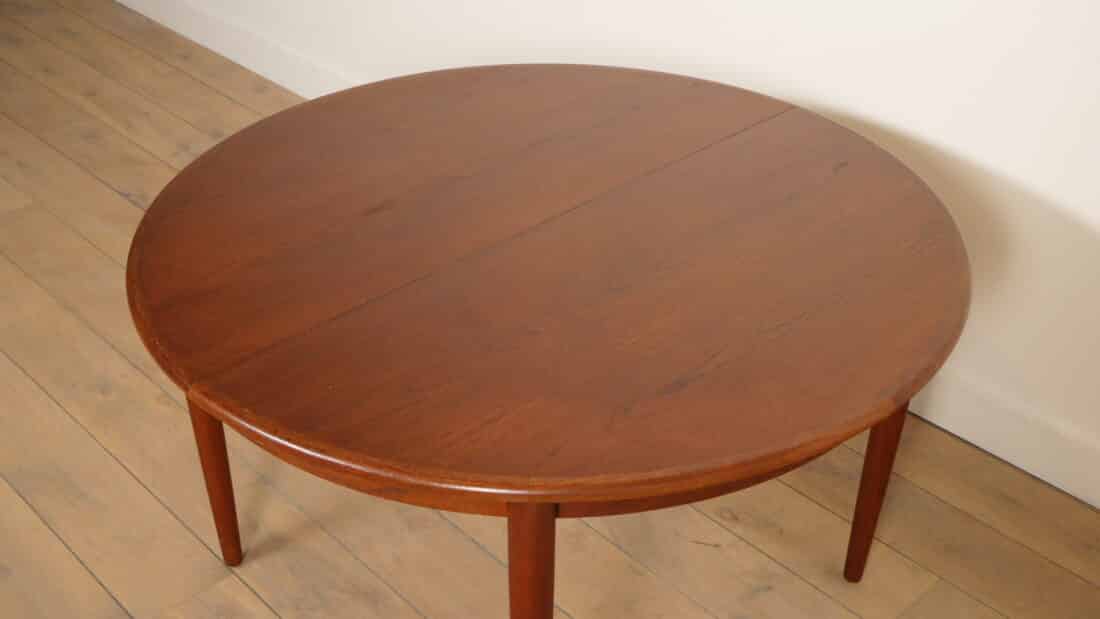 Vintage Ronde Eettafel Uitschuifbaar Teak
