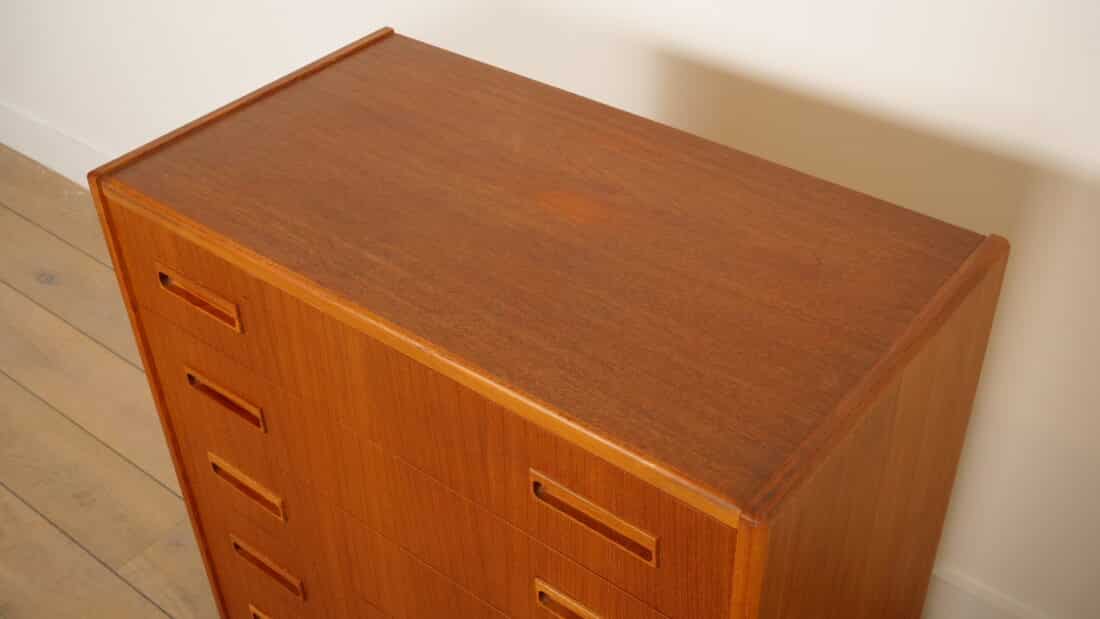 Vintage Deense Ladekast Teak 6 Lades 101 Cm