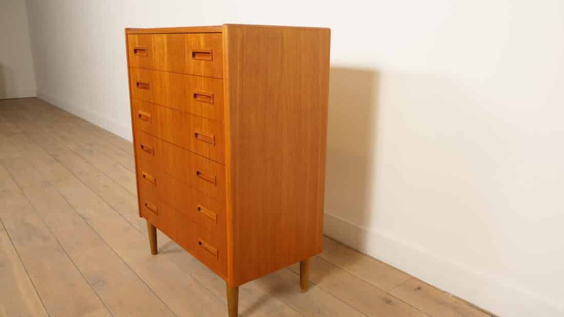 Vintage Deense Ladekast Teak 6 Lades 101 Cm
