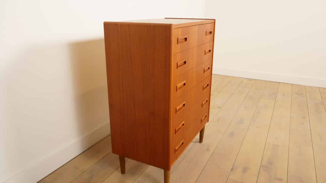 Vintage Deense Ladekast Teak 6 Lades 101 Cm