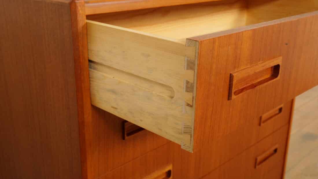 Vintage Deense Ladekast Teak 6 Lades 101 Cm