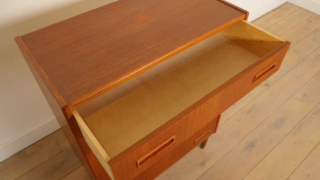 Vintage Deense Ladekast Teak 6 Lades 101 Cm