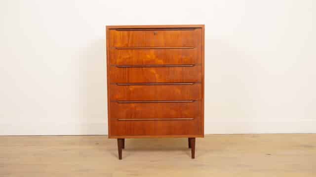 Vintage Ladekast Teak 6 Lades 106 Cm