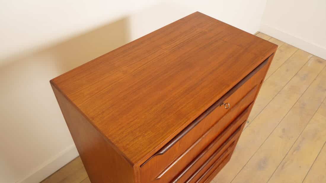 Vintage Ladekast Teak 6 Lades 106 Cm